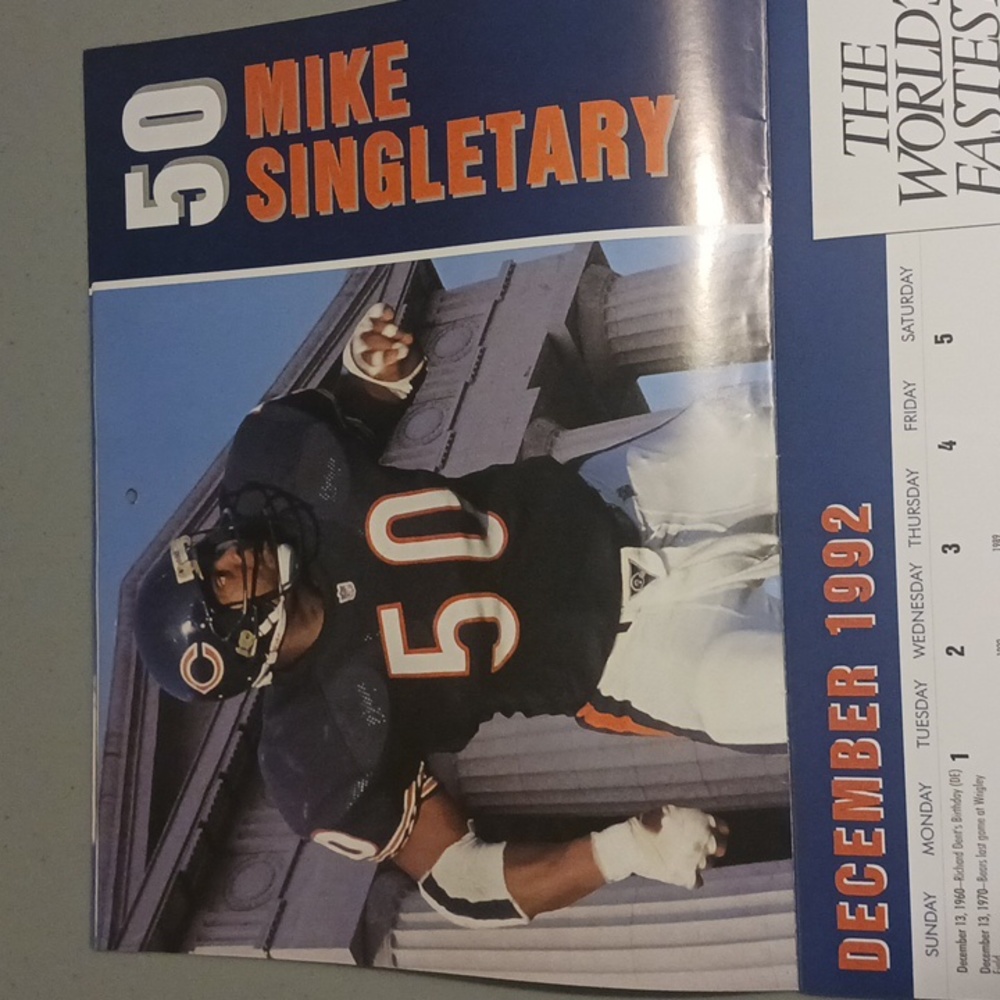 Official 1992 Chicago Bears Calendar w/ Tom Waddle Autograph #eshopchicago - Picture 6 of 16
